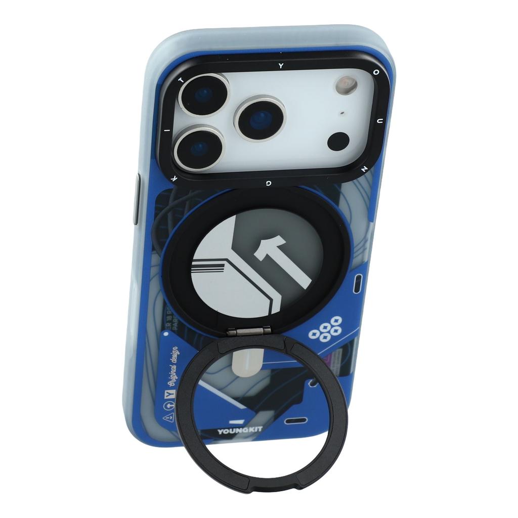 YOUNGKIT pro iPhone 17 Pro Magnetické pouzdro Otočný stojánek IMD TPU Kryt na telefon