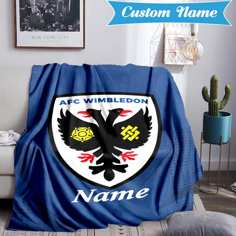 Custom Name Wimbledon Football Club Crest Blanket Lightweight Ideal Bedding Blanket Perfect for Travel, Camping, Living Rooms, Sofas,Christmas gift