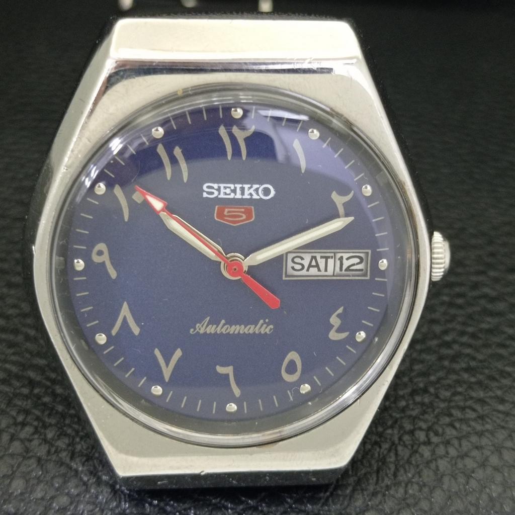 SEIKO 5 AUTOMATIC VINTAGE 6309A JAPAN MENS ARABIC BLUE DIAL WATCH a702661-1 R209-a702661
