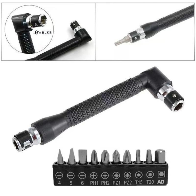 L Shape Double Head Hex Key Wrenches Set With 10 Interchangeable Bit For Various Screws And Applications