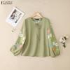 ZANZEA Women Floral Print Long Sleeve Round Neck Casual Blouse