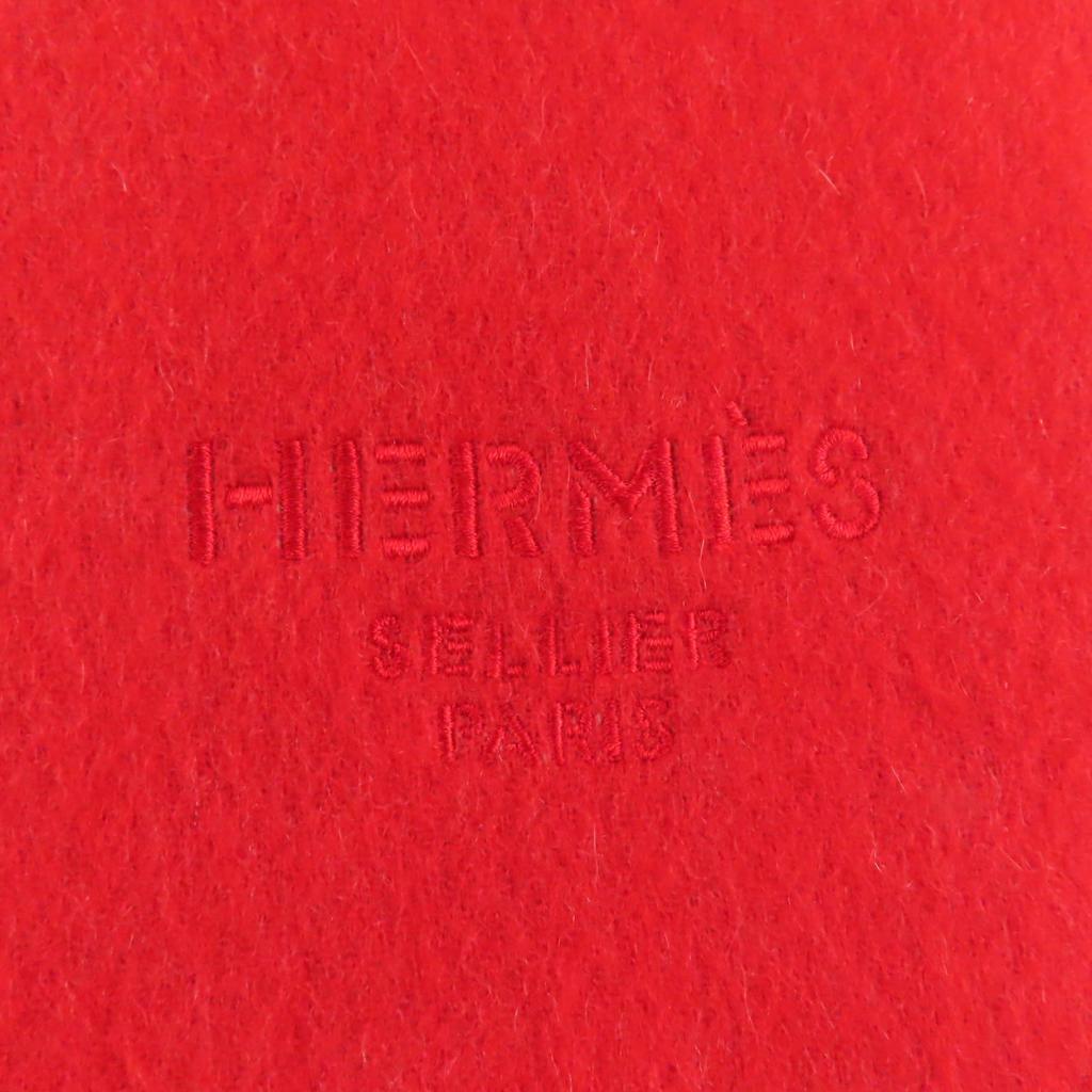 Ausgezeichneter HERMES Schal Rot beige Kaschmir Damen H259130S Gebraucht