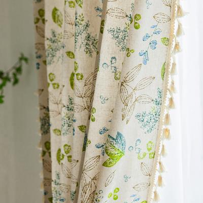 Taschenvorhänge, Niedliche Grüne Blätter, Blumen, Baumwolle und Leinen, Japanische Koreanische Kurze Vorhänge, Kaffee, Halbe Vorhänge, Kleine Fenster, Schränke