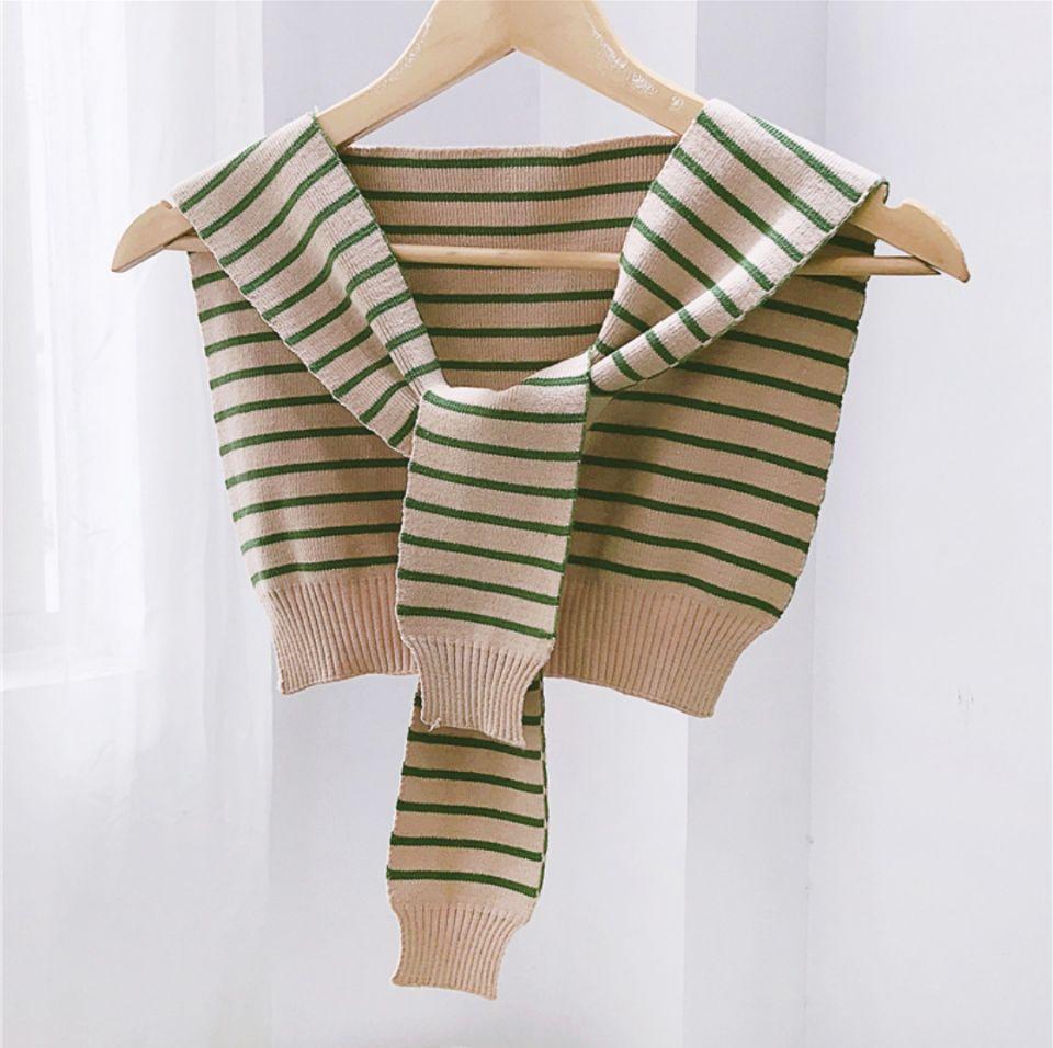 Shawl White Fake Collar Women Detachable Collars Warm Stripe Shoulder Wrap Knit False Collar Scarf Neckline Neckband Faux Col