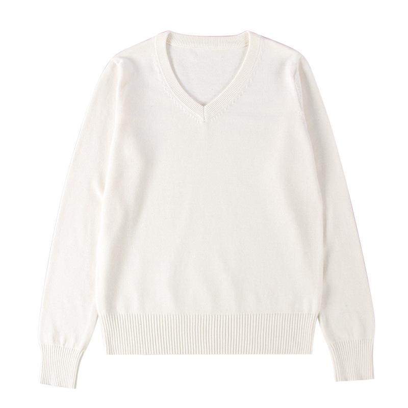 

JK Sweater Women s Long-sleeved Uniform Knitted Sweater V-neck Loose Long-sleeved Pullover Sweater one size