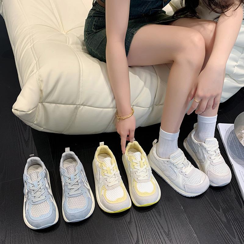 Thick-soled German Training Shoes Women's 2025 Summer New Breathable Thin Ugly Cute Mesh White Shoes Lightweight Sports Forrest Gump Shoes