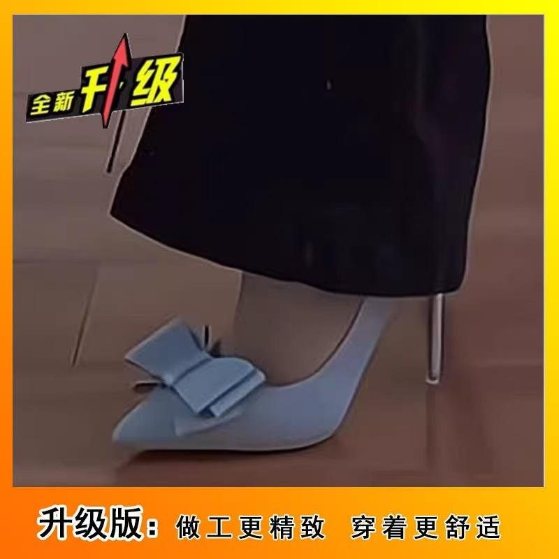 High heels pointed bow light mouth single shoes spring and autumn new summer thin heels thin high-end women