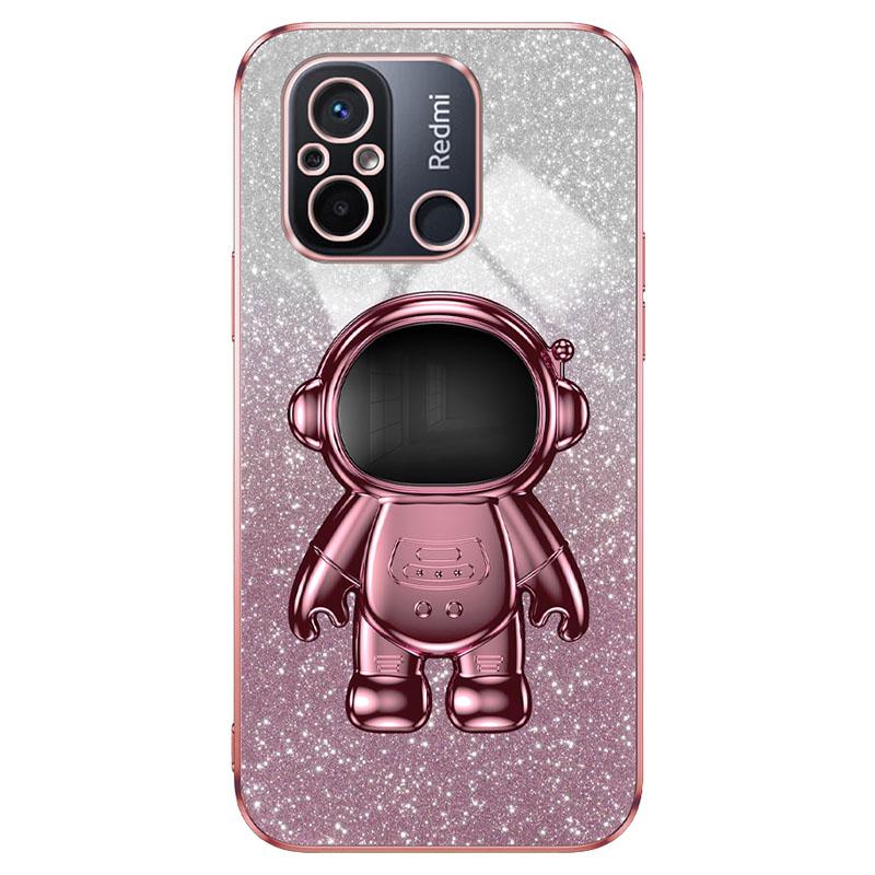 For Xiaomi Redmi 12C 4G PC+TPU Phone Shell Case Anti-scratch Phone Cover with Astronaut Kickstand
