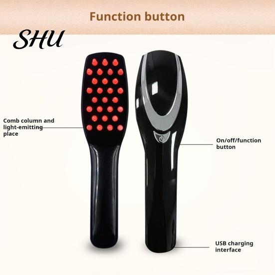 Escova de Cabelo com Terapia de Luz Pente Elétrico para Crescimento Massageador Profissional do Couro Cabeludo Ferramenta de Estimulação do Folículo Cabeludo Tratamento da Queda Portátil Massagem