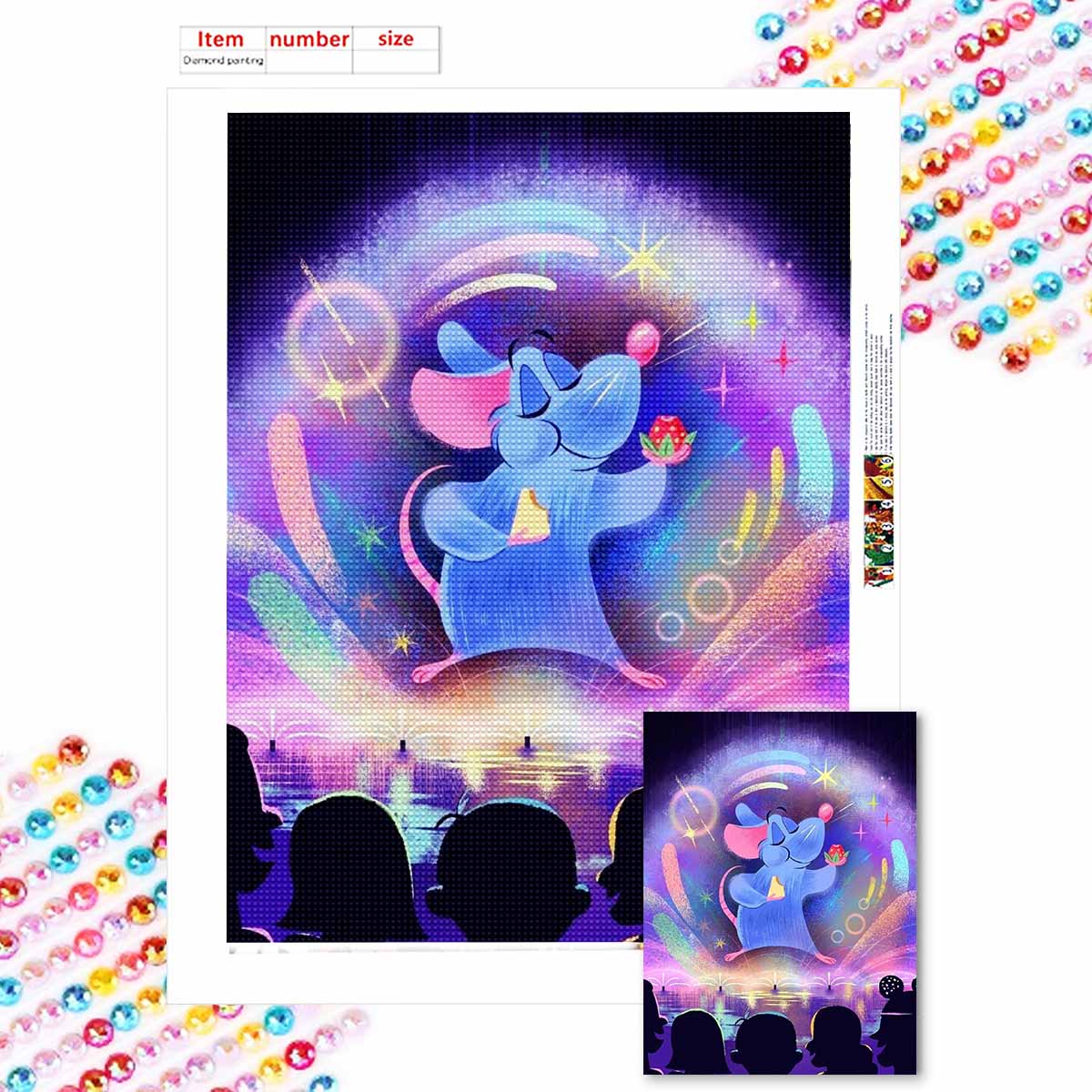 

5D Diy Diamond Painting Mice and Strawberries Full Drill Rhinestones Mosaic Embroidery Handmade Products Home Decor Gift Round 20x30cm