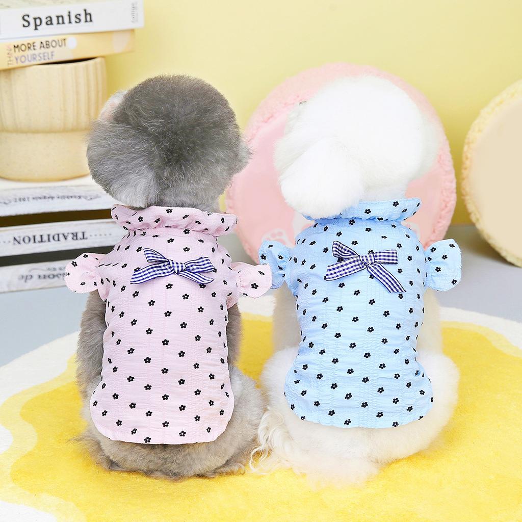 2023 Spring and Summer Dog Clothes Pet Clothing Teddy Applicable Small Chrysanthemum Shirt Dog Clothes