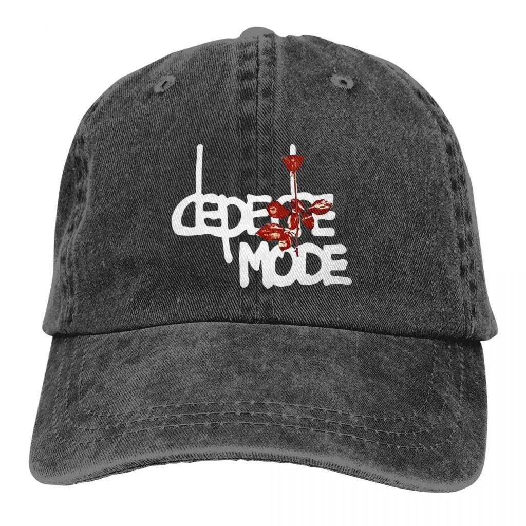 Men Women Red Mode Flowers Depeche Modes Rock Band Baseball Cap Vintage Distressed Denim Sun  Adjustable