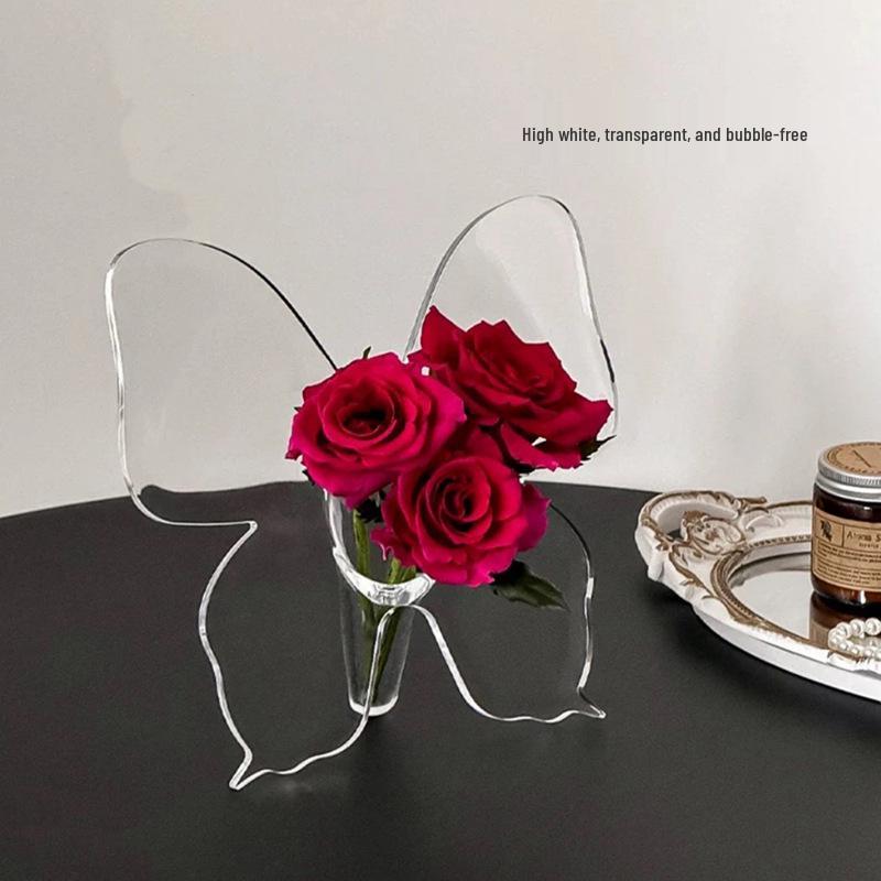 Duo Duo INS Style Acrylic Butterfly Vase - Modern Decorative Floral Vase 218*220*8 mm прозрачный