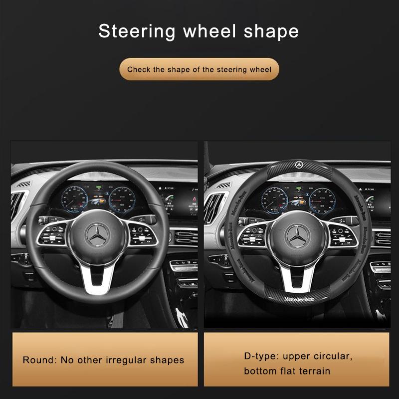 Car Carbon Fiber Steering Wheel Cover For Mercedes Benz AMG GLC GLE GLS CLA GLA GLK W204 W205 W210 W212 W169 W177 keychain RW7