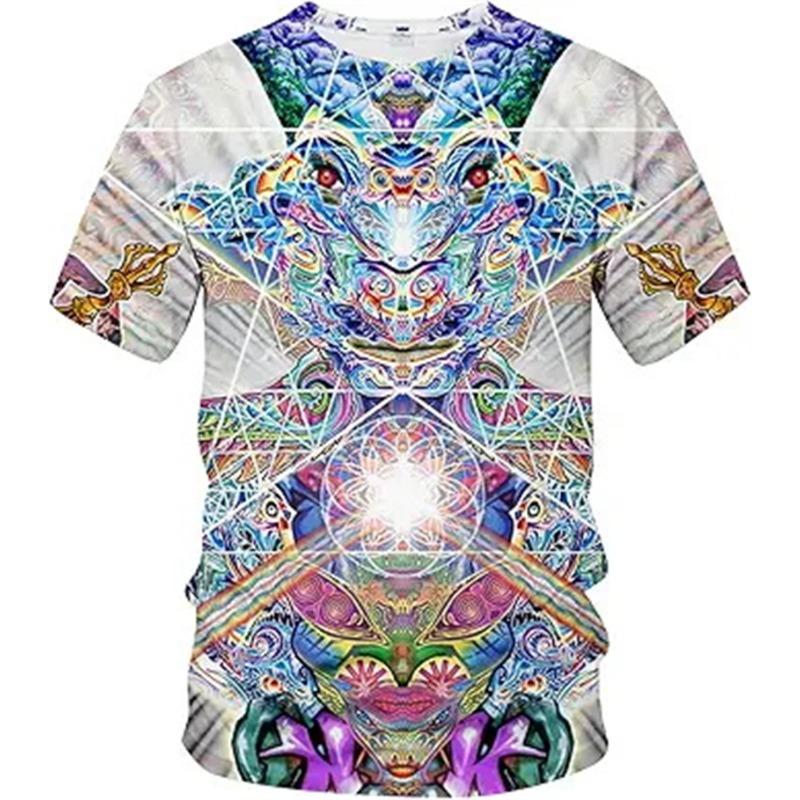 Fashion Psychedelic Pattern Graphic T-Shirt Men 3D Printed Art Hip Pop Personality Crew Neck Cool Short Sleeve Tees Unisex Tops