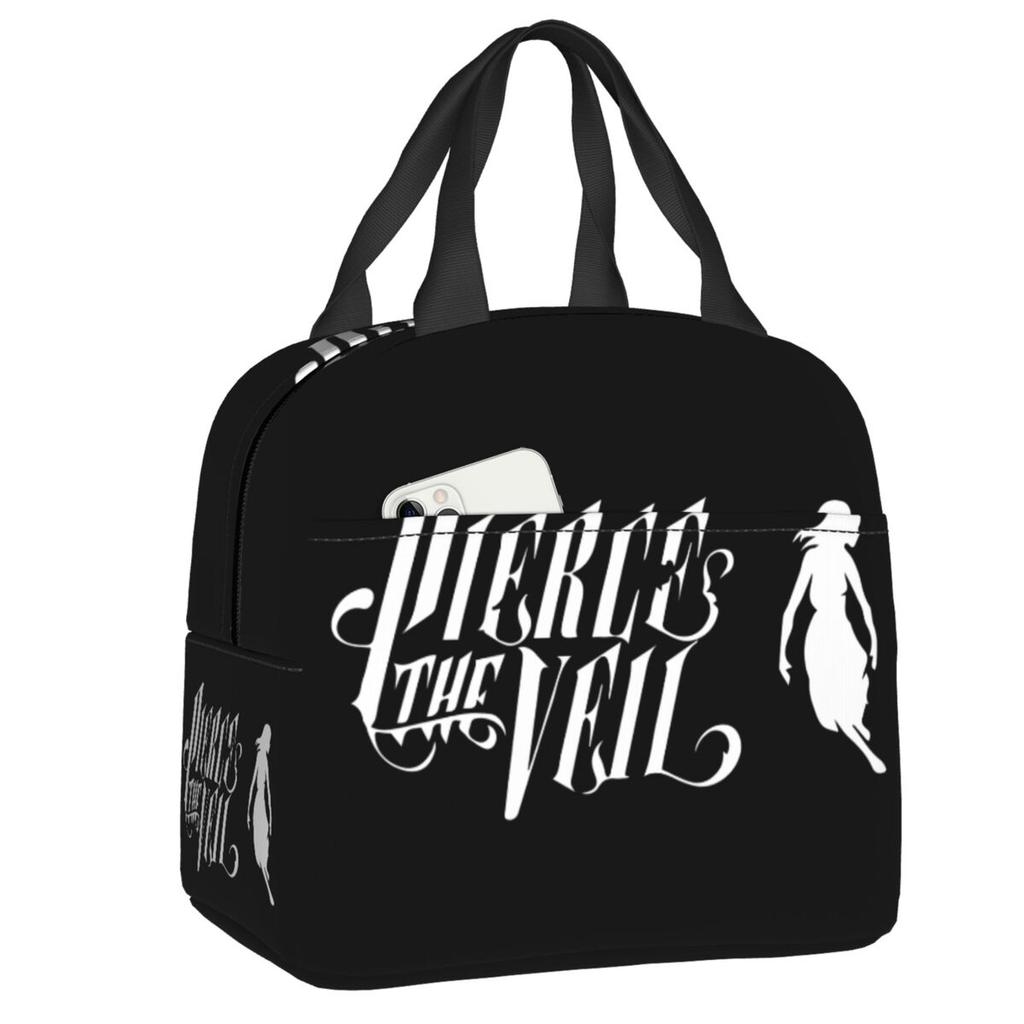 Custom Rock Band Pierce Veil Insulated Lunch Bags for Work School Leakproof Thermal Cooler Lunch Box Women Children