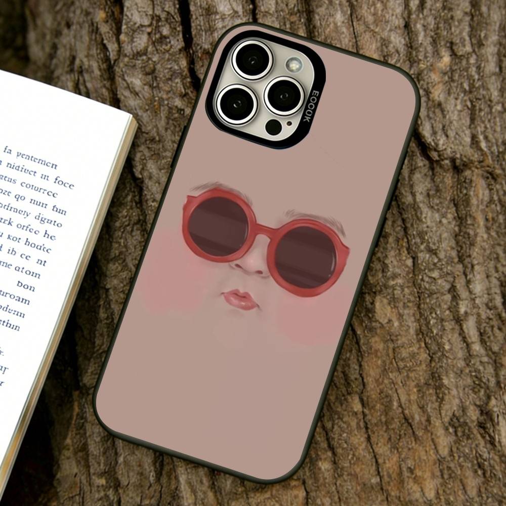 Abstract facial expression Phone Case For iPhone 17,16,15,14,13,12,11 Plus,Pro Max,XS,Colored Silver Plated Inside Cover