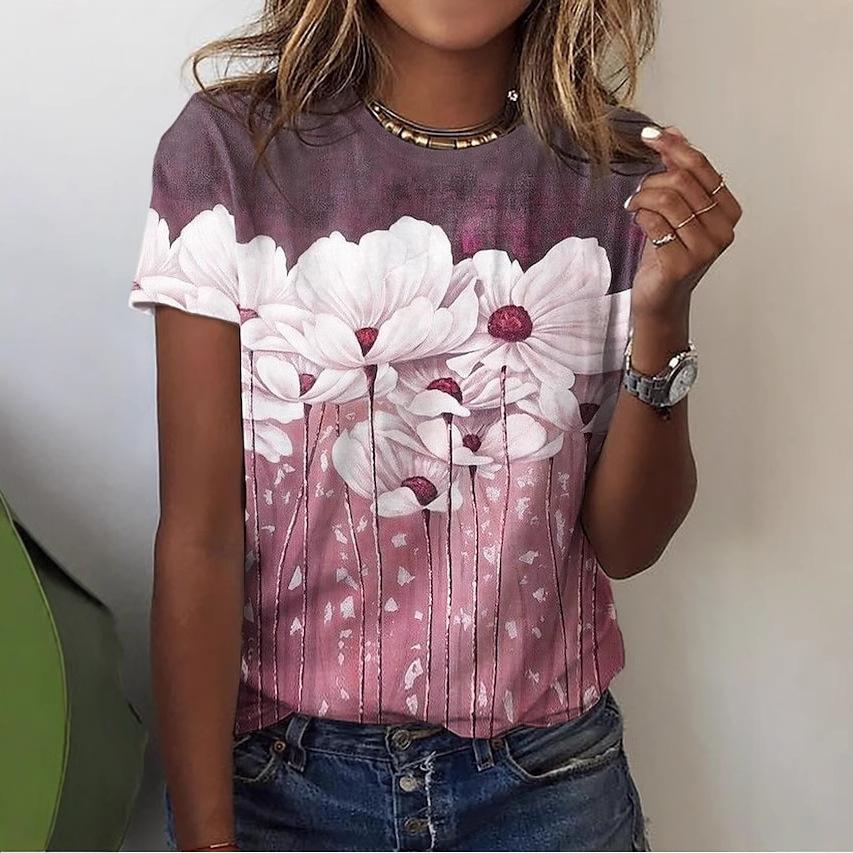 Women's T-shirt Floral Print 3D Digital Print New Women's T-shirt 3211 EMA