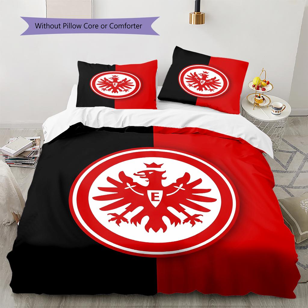 Frankfurt Football Pattern Bedding,Quilt Set Quilt Cover Pillowcase Home Birthday Gift (1 * Duvet Cover + 2 * Pillowcase, Without Core)