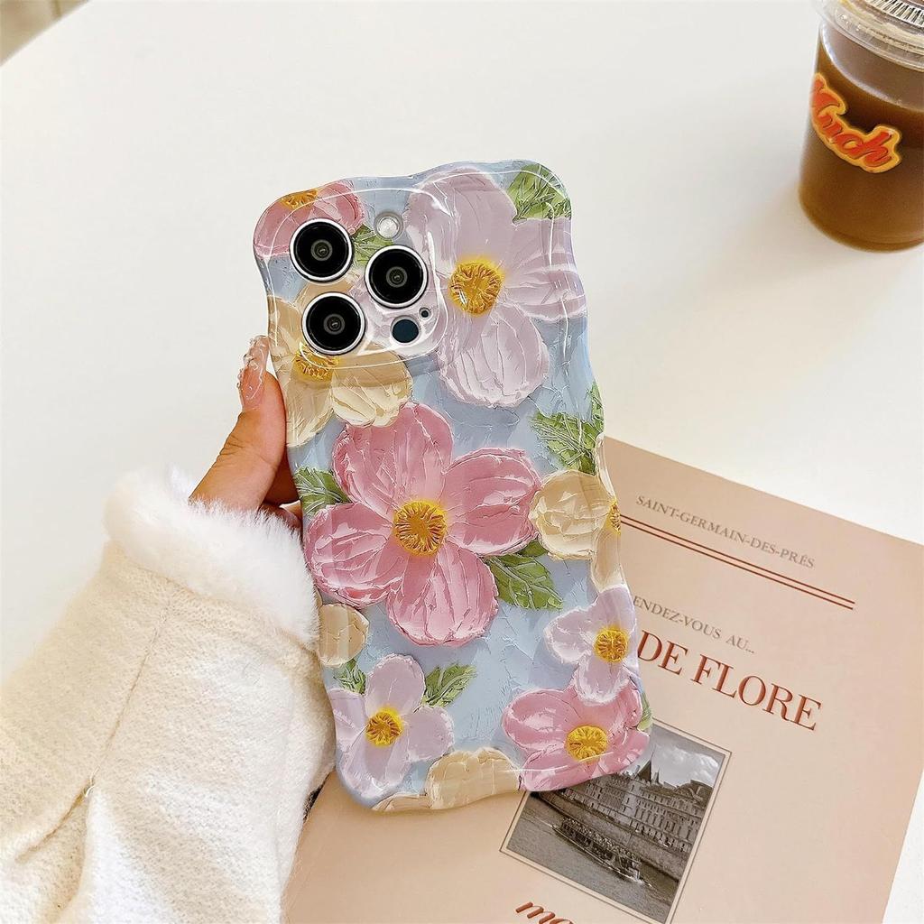 Oil Painting Flower Mobile Phone Case Simple Smudge Creative Application iPhone15 Apple 14promax Soft and Hard Case Anti-drop