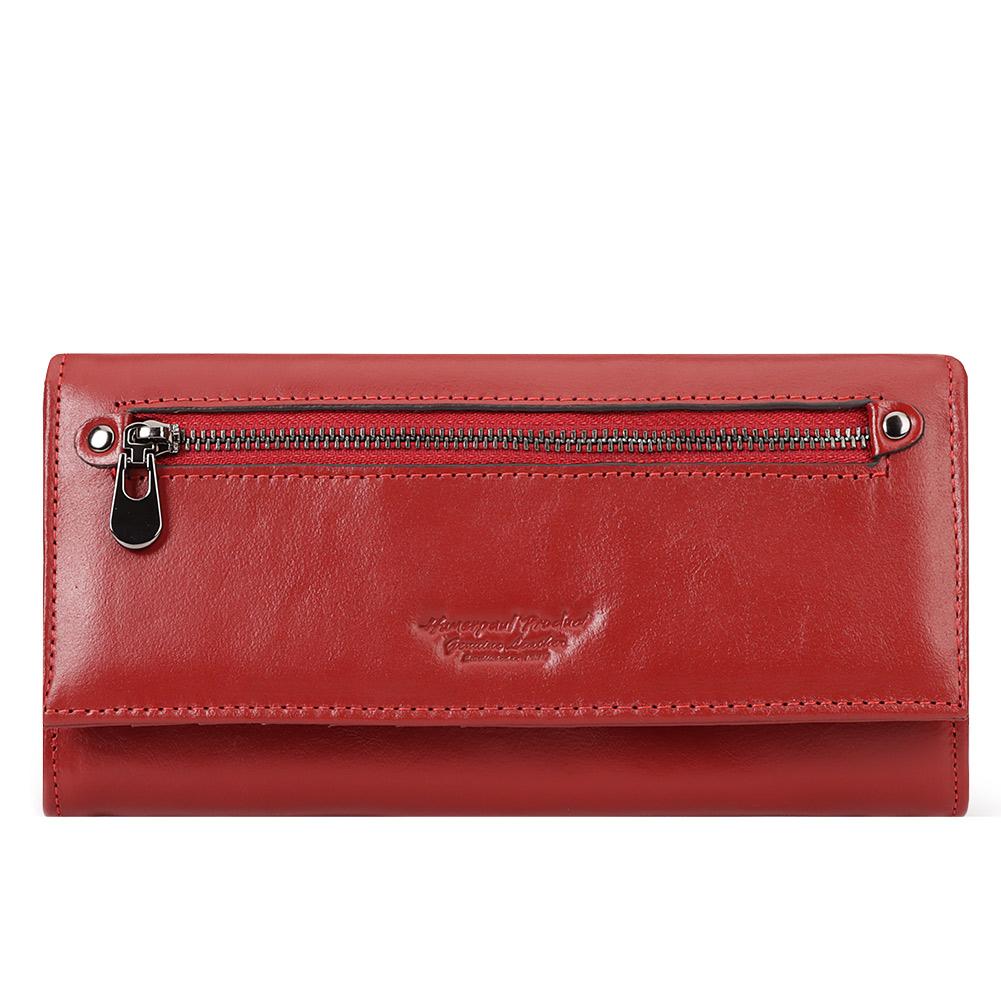 Humerpaul Women's Red Brand Genuine Leather Wallet Rfid Large Capacity Long Mobile Phone Bag Clutch Bag Designer Wallet Slim Wallets
