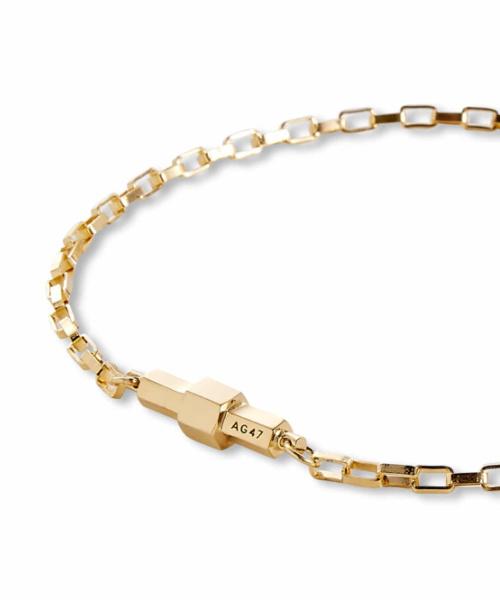Ag47 [Silver925] Stick Bracelet Hexagon Gold
