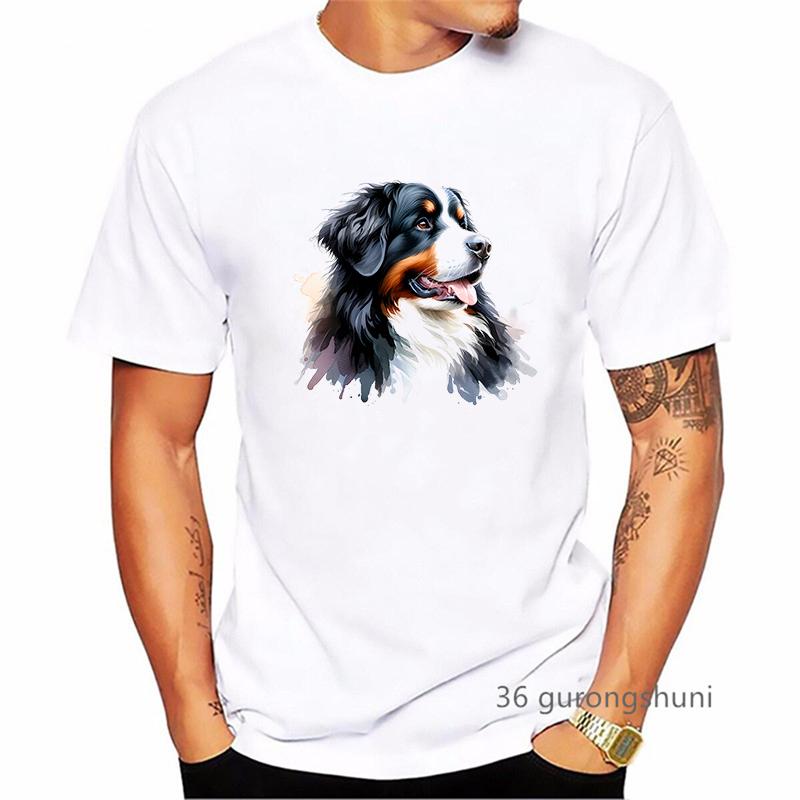 Bernese Mountain Dog Animal Printed T Shirt MenS Clothing Funny White Tshirt Homme Summer Fashion TShirt