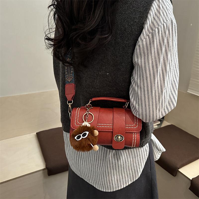 Vintage Retro Women Fashion Versatile Boston Cylinder Crossbody Handbag