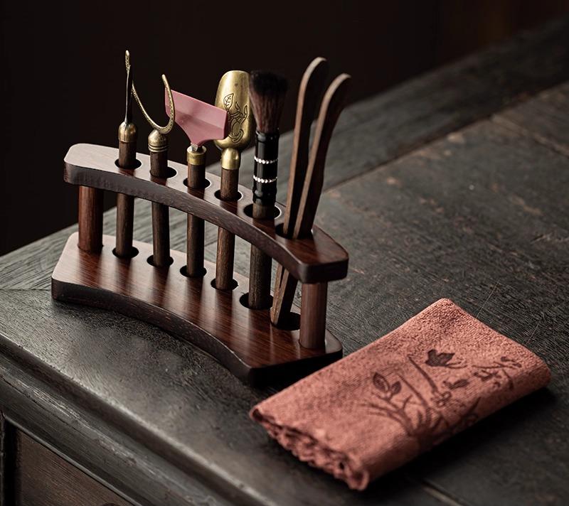 Solid Wood Tea Ceremony Six Gentlemen Set Kung Fu Tea Set Accessories Daquan Tea Table Tray Tea Making Tools Tea Scraping Set