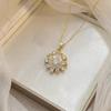 European & American Style Zirconium Petal Rotating Clavicle Necklace for Women