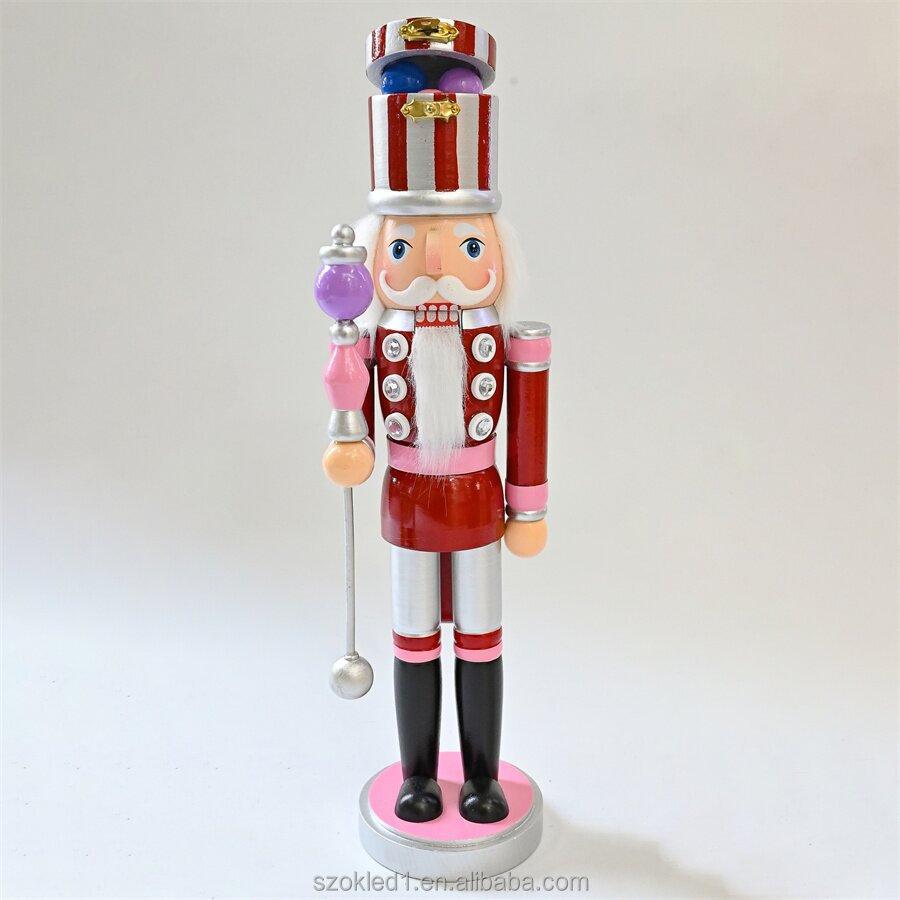 14. 9-inch Christmas Nutcracker Ornament, Wooden Nutcracker Figures King Soldier Nut Cracker Christmas Party Supplies Home Party Table Centerpiece