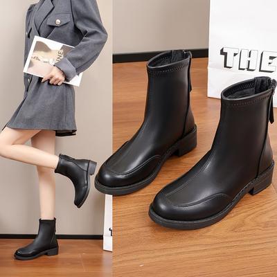 Autumn and Winter British Style Retro Boots Women's Shoes Padded Short Boots Versatile Thick Bottom Elastic Skinny Boots