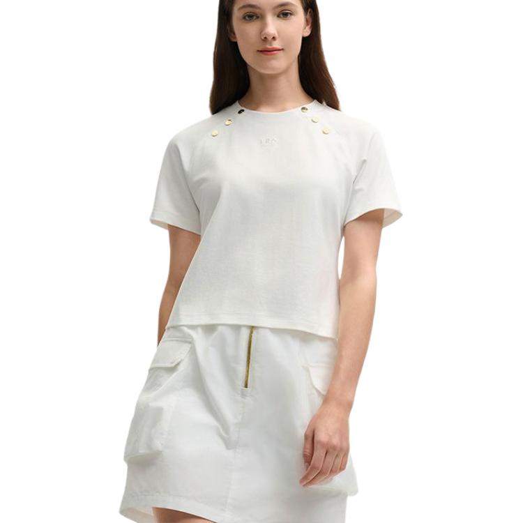 FILA Lifestyle Loose Fit Simple Casual Trendy Short Sleeve T-Shirt Women tops Cloud-White F11W525112F-WT