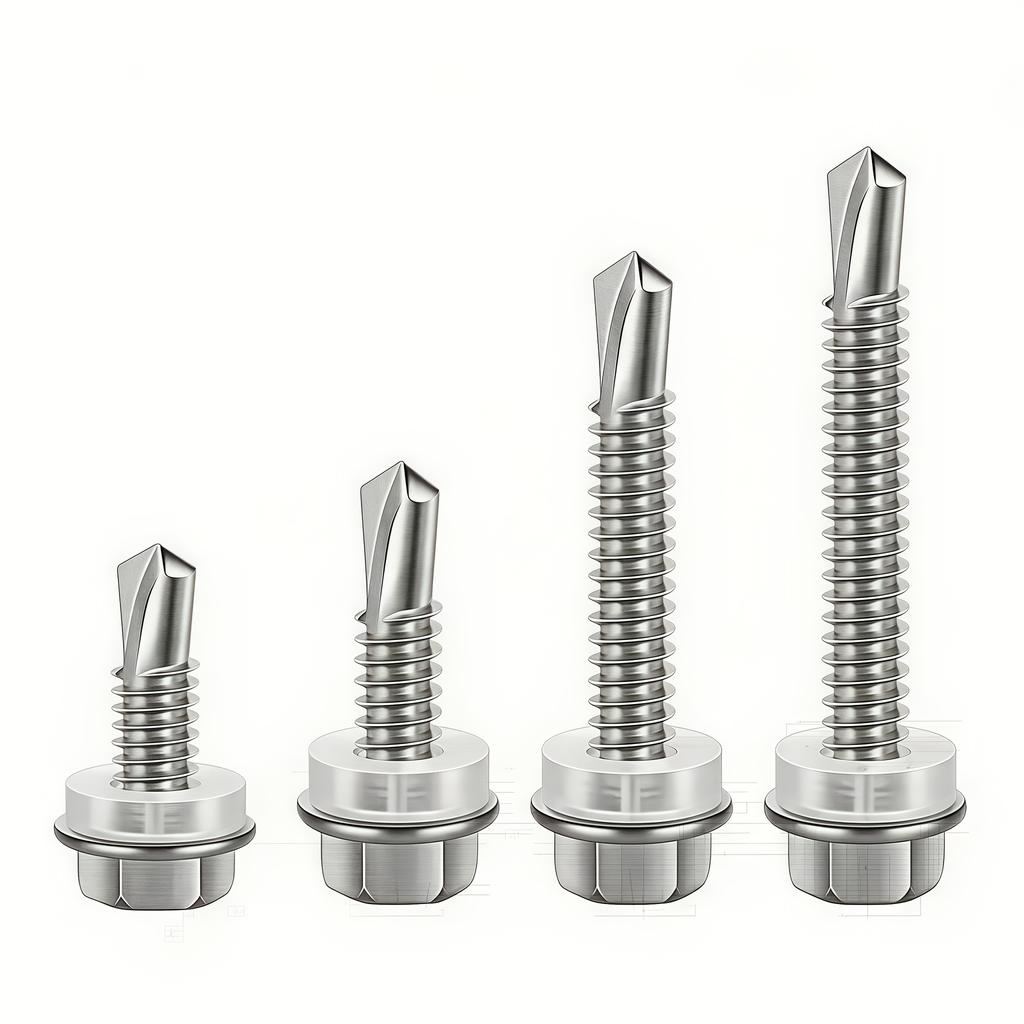 100pcs 410 Stainless Steel Magnetic Hex Washer Head TEK Self-Tapping Screws with Free Sockets - 5mm Coarse Thread, Full Thread R