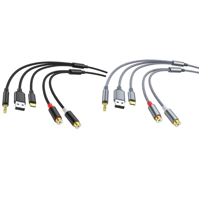 3 In 1 Auditory Cable Adapter USB TypeC 3.5mm To 2RCA for Amplifiers Stereo Sound For Home Theater Connection