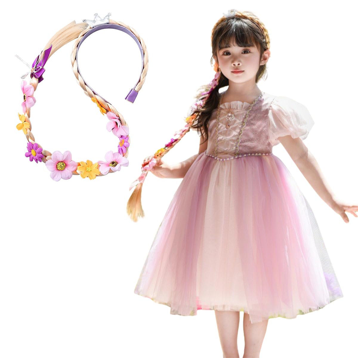 

[monoii] Rapunzel Dress, Kids Halloween Cosplay Princess Dress, Girls Costume