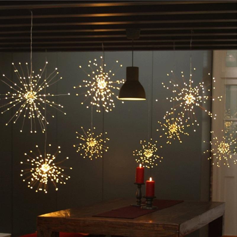 150 LEDs DIY LED-Lichterkette 8 Modi Hängendes Starburst-Weihnachtslicht mit Fernbedienung Dekoration für den Außenbereich