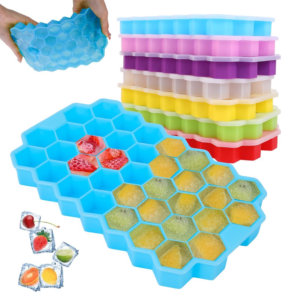 37 Cavity Honeycomb Ice Cube Trays Reusable Silicone Ice Cube Mold Bpa Free Ice Maker With Removable Lids Creative 13 Cavity