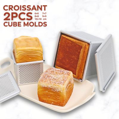 Mini Caixa de Torrada Cubo de Croissant Forma de Mini Pão de Forma Pullman com Tampa Quadrada Perfurada Caixa de Torrada Cubo de Água Ferramentas de Cozimento Cozinha
