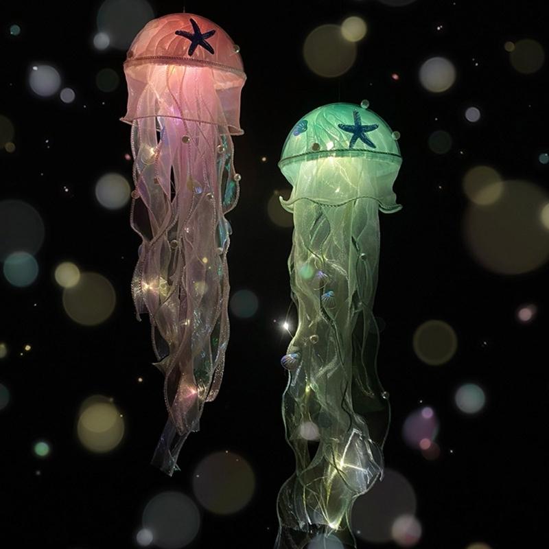 Hanging Jellyfish Light Glowing Night Hanging Light Crafts Household for Indoor Outdoor Garden Yard Decoration