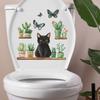 Grünpflanzen im Topf Schwarze Katze Toilette Badezimmer Toilette Heimverschönerung Dekoration Aufkleber