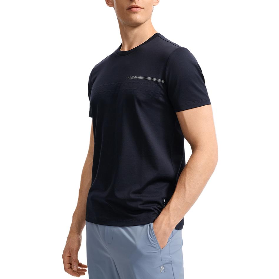 Fila White Series Round Neck Letter Comfortable Casual Short Sleeve T-Shirt Men Tops F11M533102F-NV