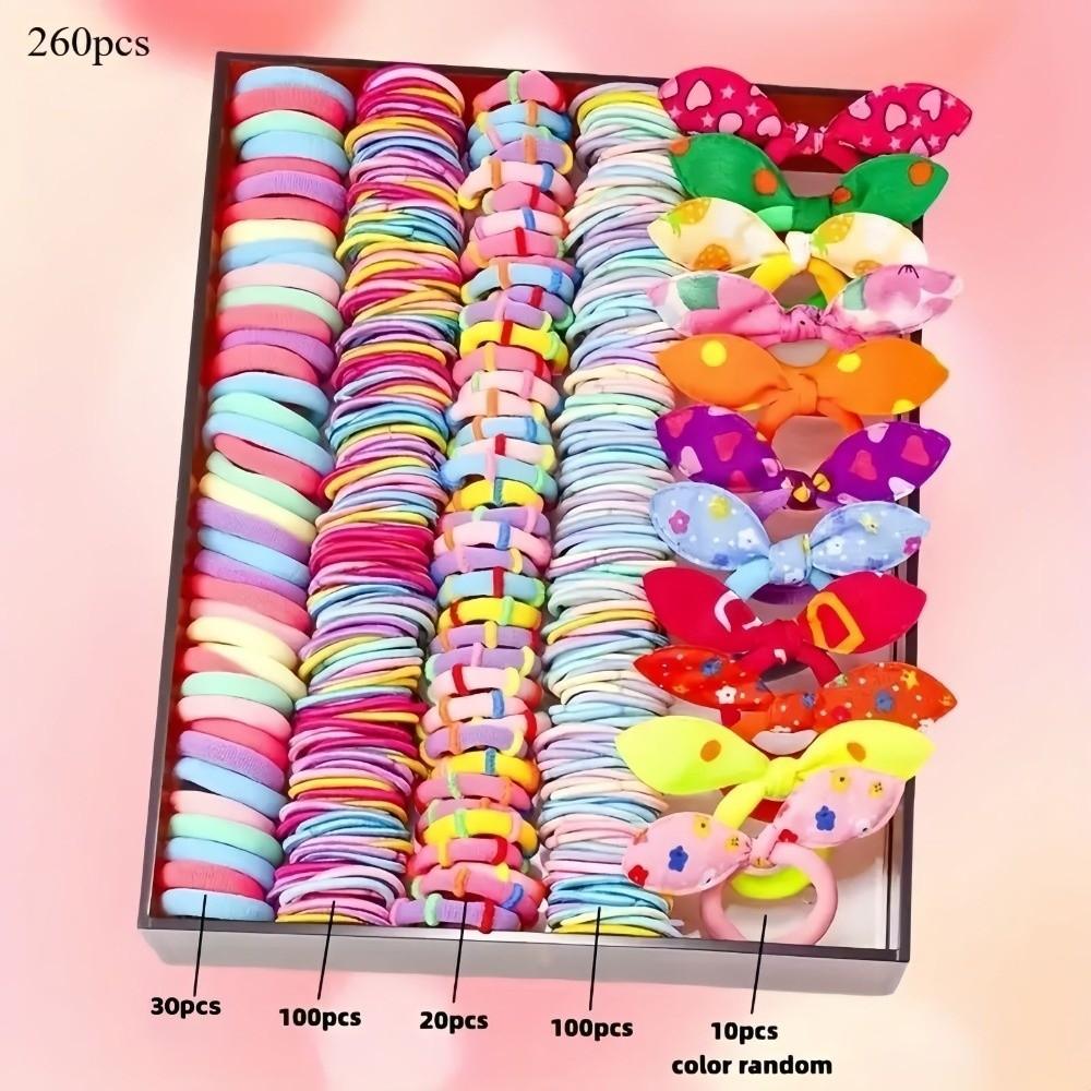 234/287/718/974pcs Elastic Rubber Butterfly Hairpins Flowers Style Kids Hair Ties Kit  Gift Giving