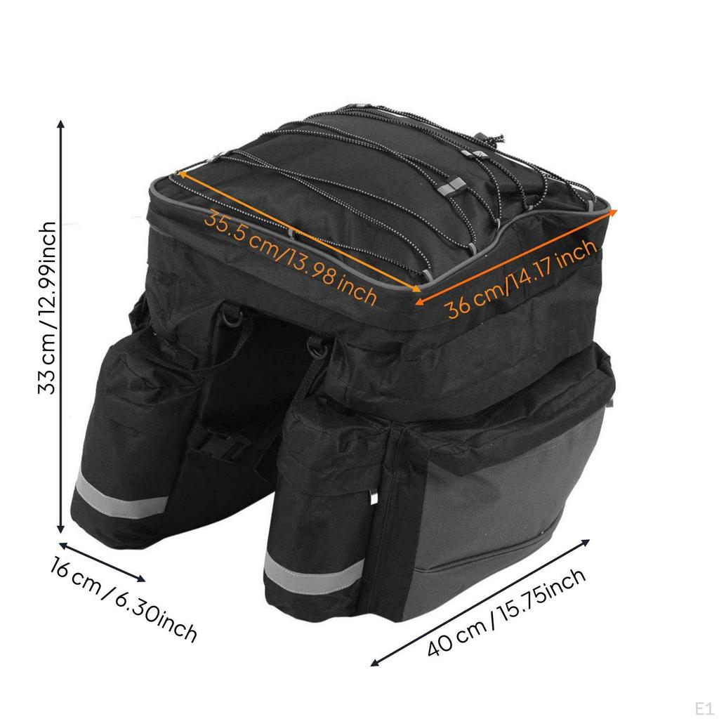 3 In 1 Bike Pannier Bag Large Capacity Water Resistant Rear Seat Trunk for