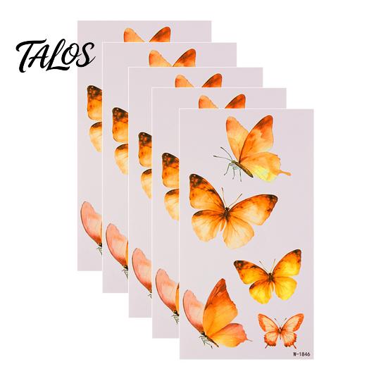 Talos 5 Sheets Butterfly Tattoo Stickers, Waterproof Temporary Flower Tattoos, Colorful Face Body Tattoos for Parties Night Club Music Festival