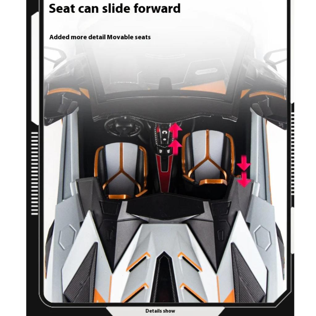 1/18 Scale Lamborghini Aventador SVJ Hidden Edition Supercar Race King Alloy Metal Diecast Model Car Sound & Light Child Toy Kids Gift