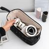 Spacious Multi Compartment Travel Toiletry Bag for Organizing Hair Styling Tools and Cosmetics Lightweight Foldable