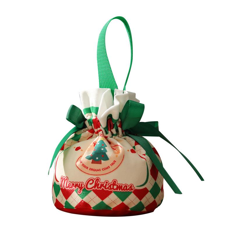 2025 Creative Velvet Apple Gift Bag with Drawstring for Christmas Eve