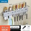 Wall-Mounted Multifunctional Kitchen Storage: Knife & Chopstick Holder, Punch-Free Hanging Rack.