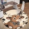 1PC Cow Bowtie Flowers Round Chair mat Area Rug - Non-Slip, Floor Mat for Office, Bedroom, home decor Christmas Gift c0528044